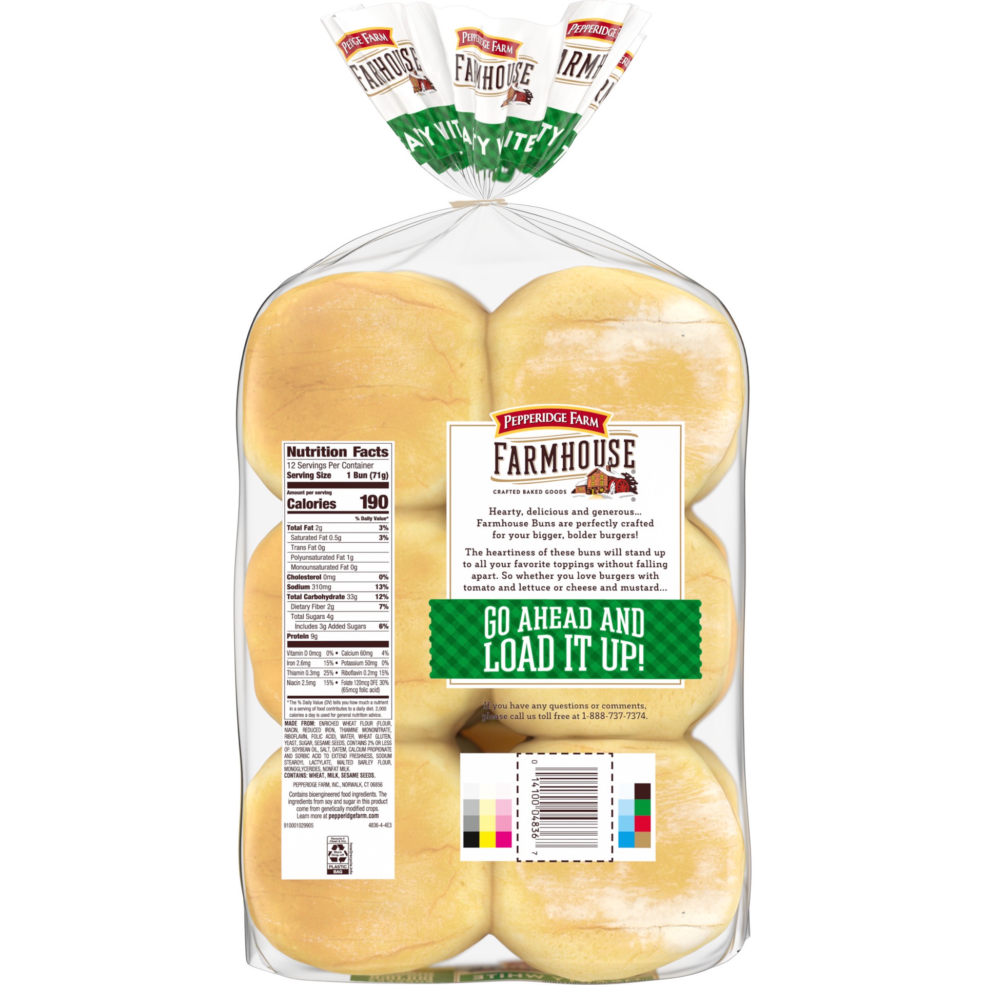 slide 5 of 8, Pepperidge Farm Farmhouse Hearty White Hamburger Buns, 30 oz. Bag, 12-pack, 30 oz