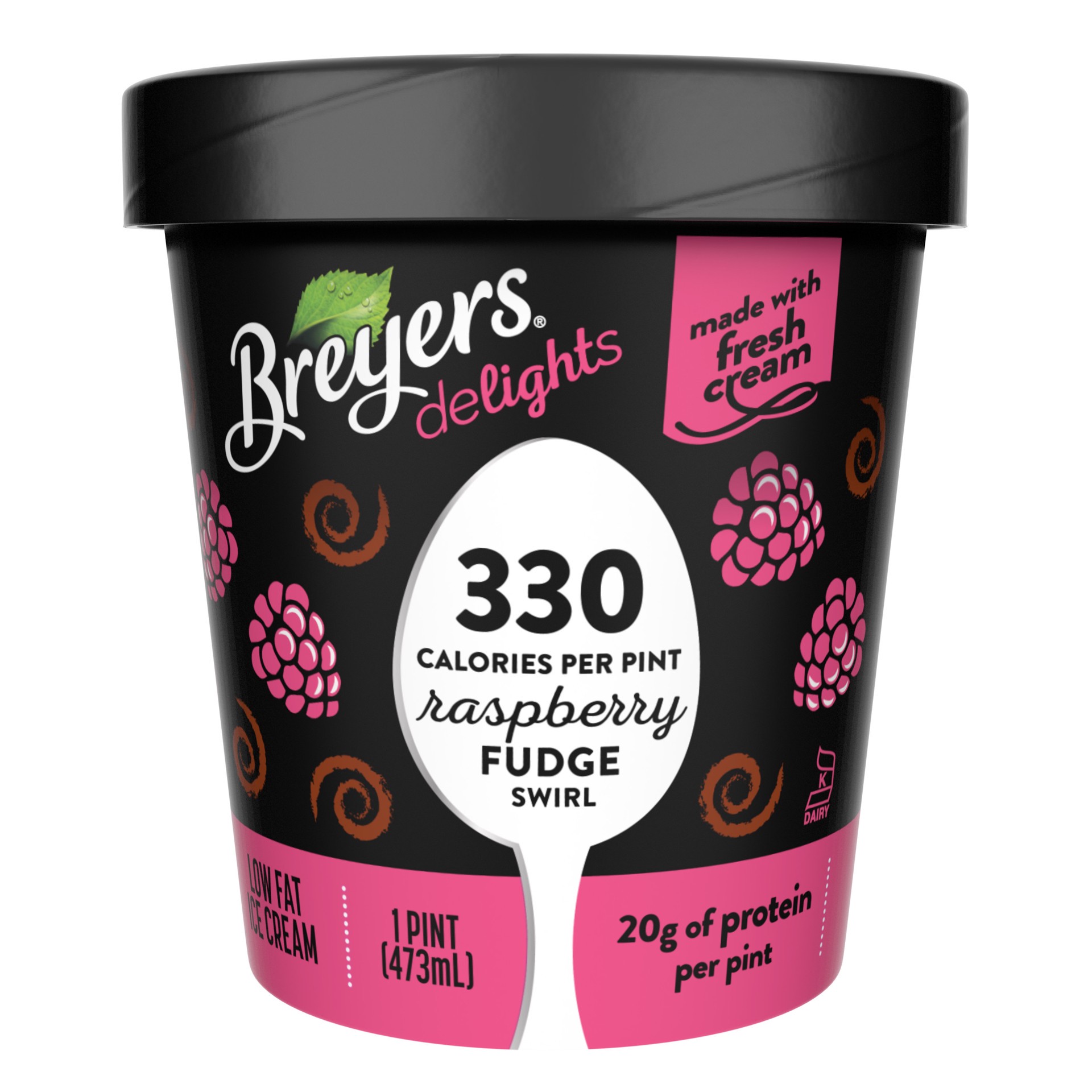 slide 1 of 4, Breyer's Breyers Delights Low Fat Ice Cream Raspberry Fudge Swirl, 16 oz, 16 oz