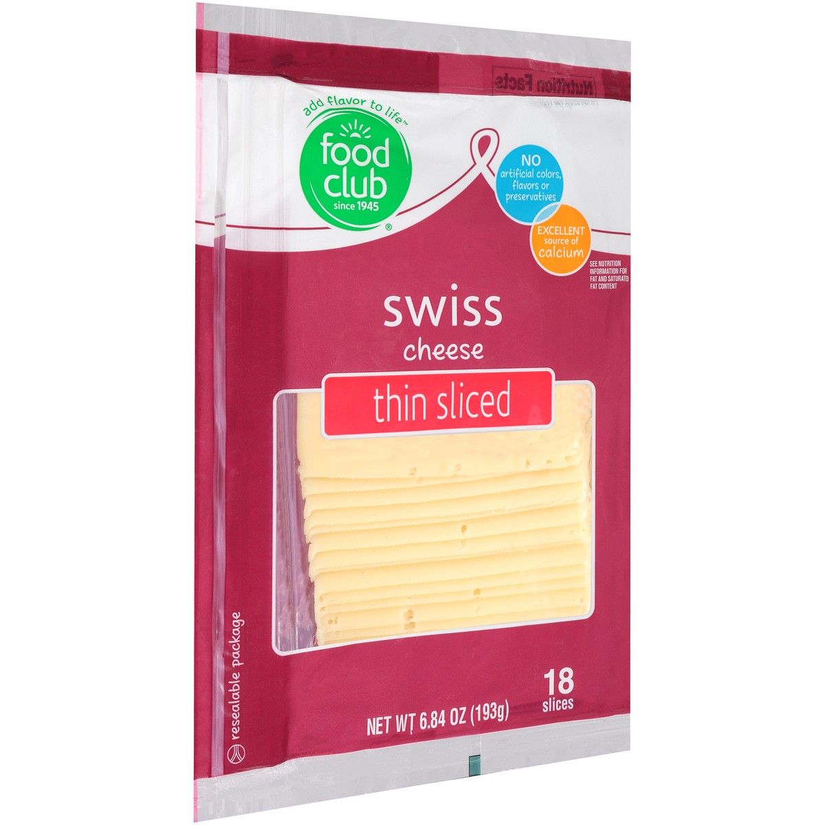 slide 10 of 10, Food Club Swiss Thin Sliced Cheese, 6.84 oz