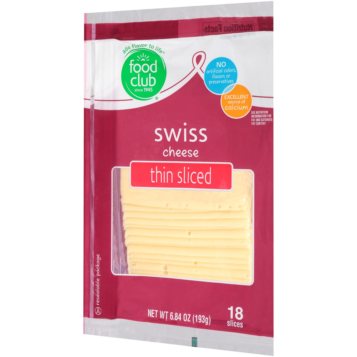 slide 5 of 10, Food Club Swiss Thin Sliced Cheese, 6.84 oz