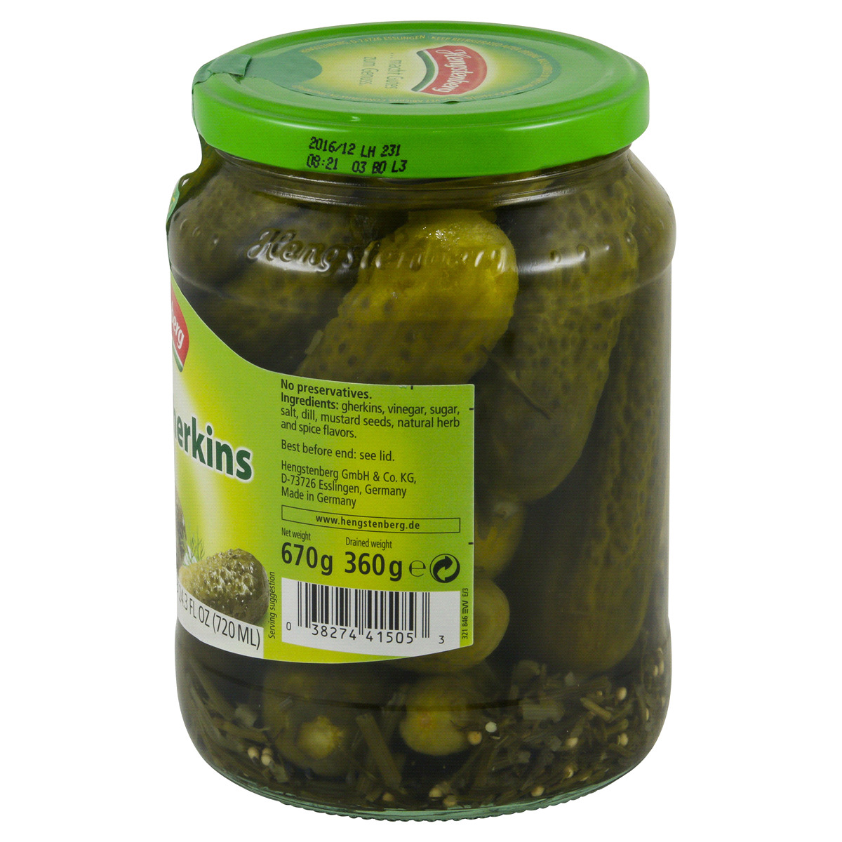 slide 2 of 4, Hengstenberg Savory-Mildly Spiced Crunchy Gherkins Pickles, 24.3 oz