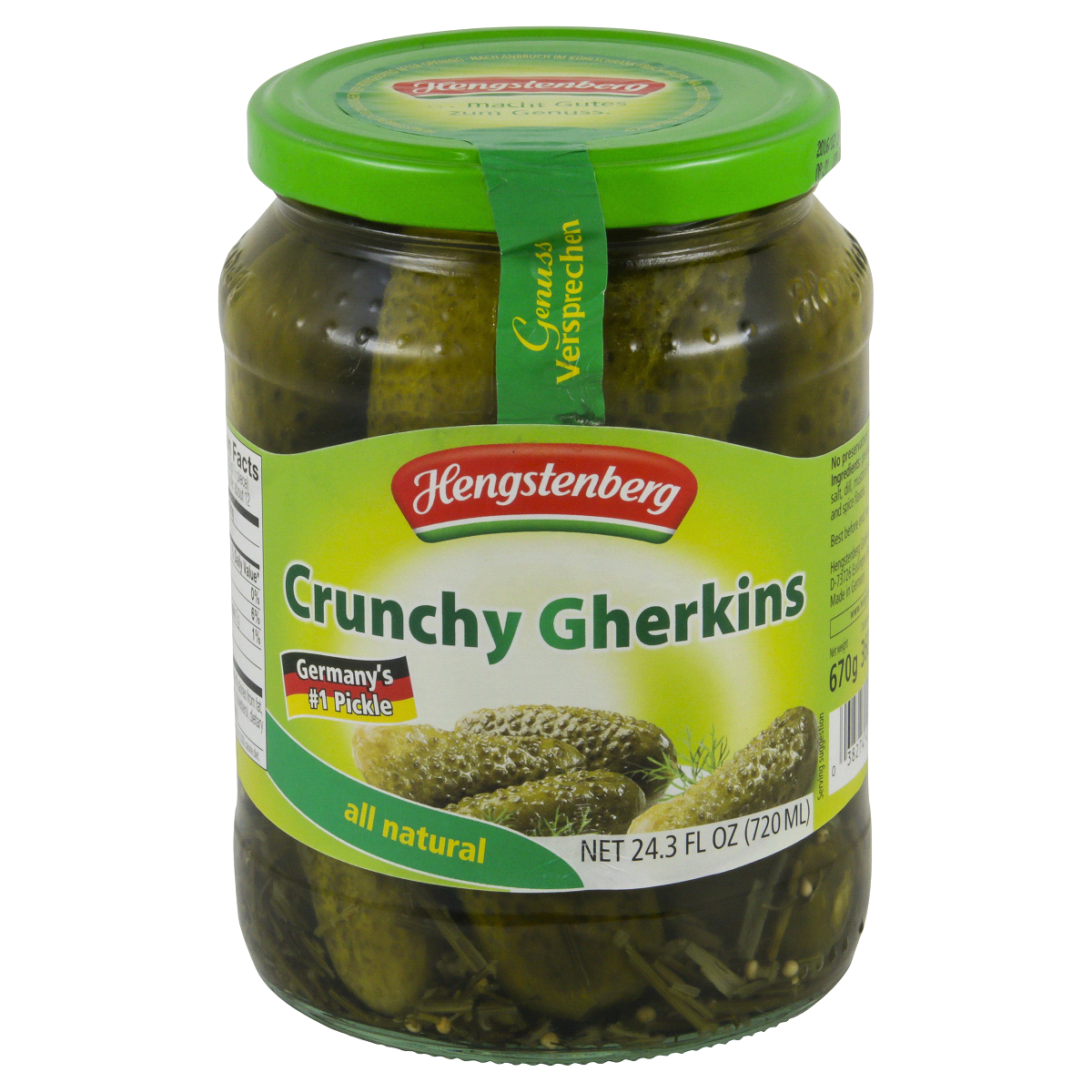 slide 1 of 4, Hengstenberg Savory-Mildly Spiced Crunchy Gherkins Pickles, 24.3 oz