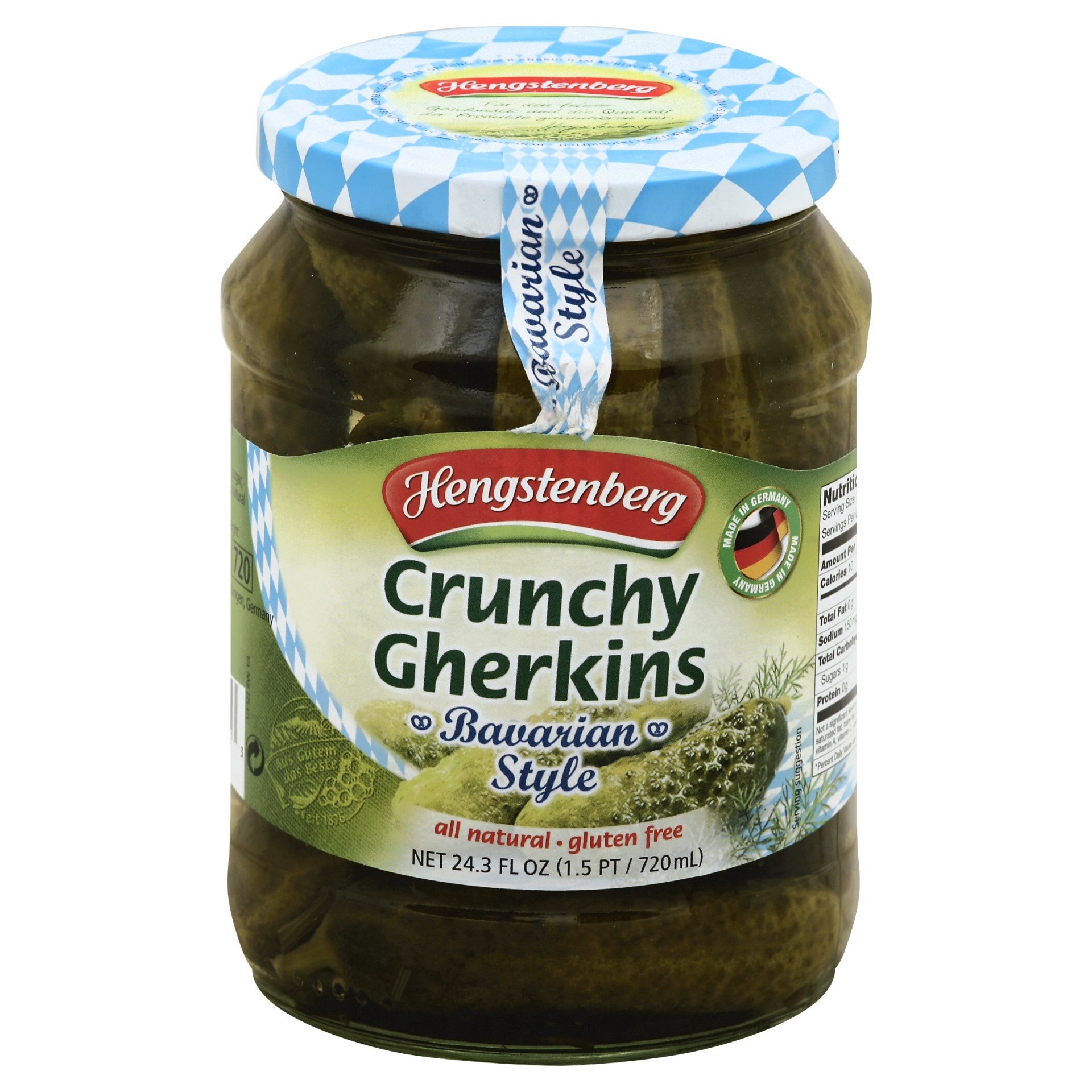 slide 1 of 4, Hengstenberg Savory-Mildly Spiced Crunchy Gherkins Pickles, 24.3 oz