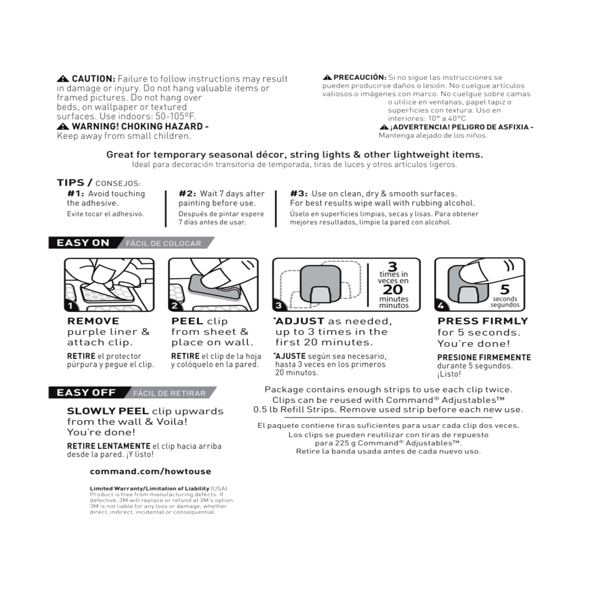 slide 5 of 25, Command Adjustables Repositionable Clips, 6 ct; 1/2 lb