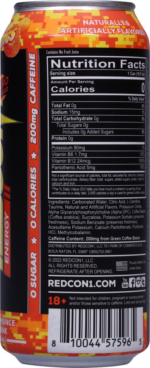slide 4 of 13, Redcon1 Sour Peach Rings Enrgy Drnk, 16 fl oz