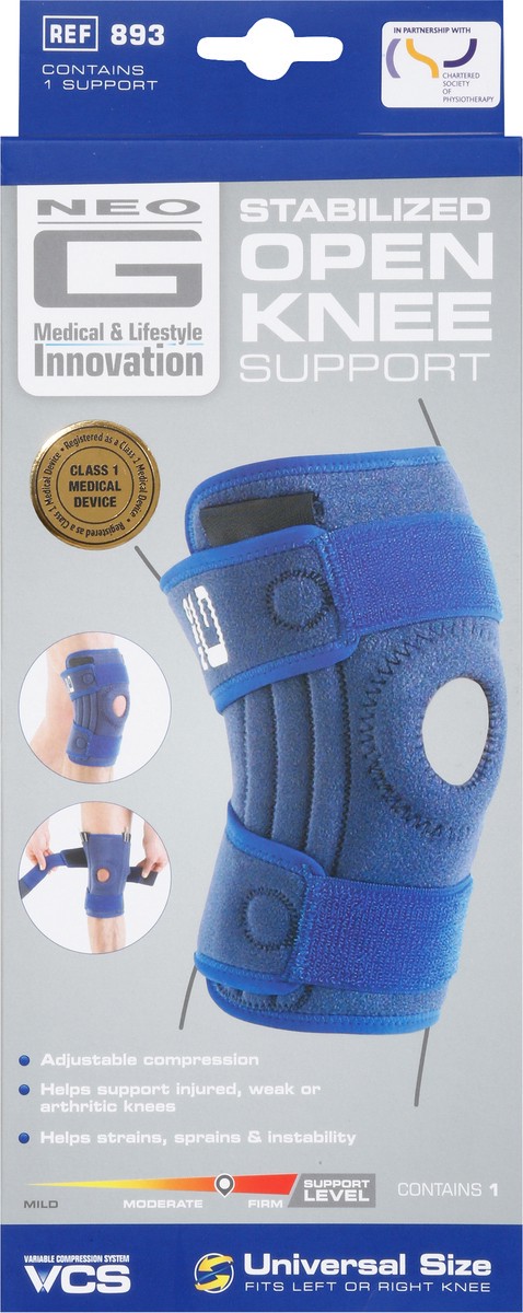 slide 8 of 9, Neo G Stabilized Open Knee Support Universal Size 1 ea, 1 ct