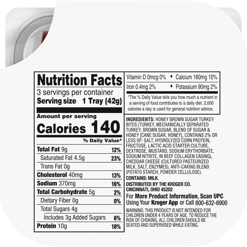 slide 3 of 5, Kroger Sharp Cheddar With Honey Brown Sugar Turkey Bites, 3 ct