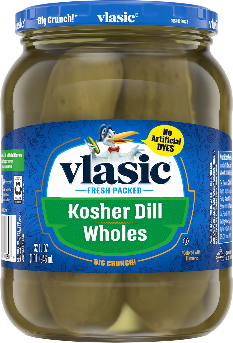 slide 1 of 5, Vlasic Kosher Dill Wholes Pickles 32 fl oz, 32 fl oz