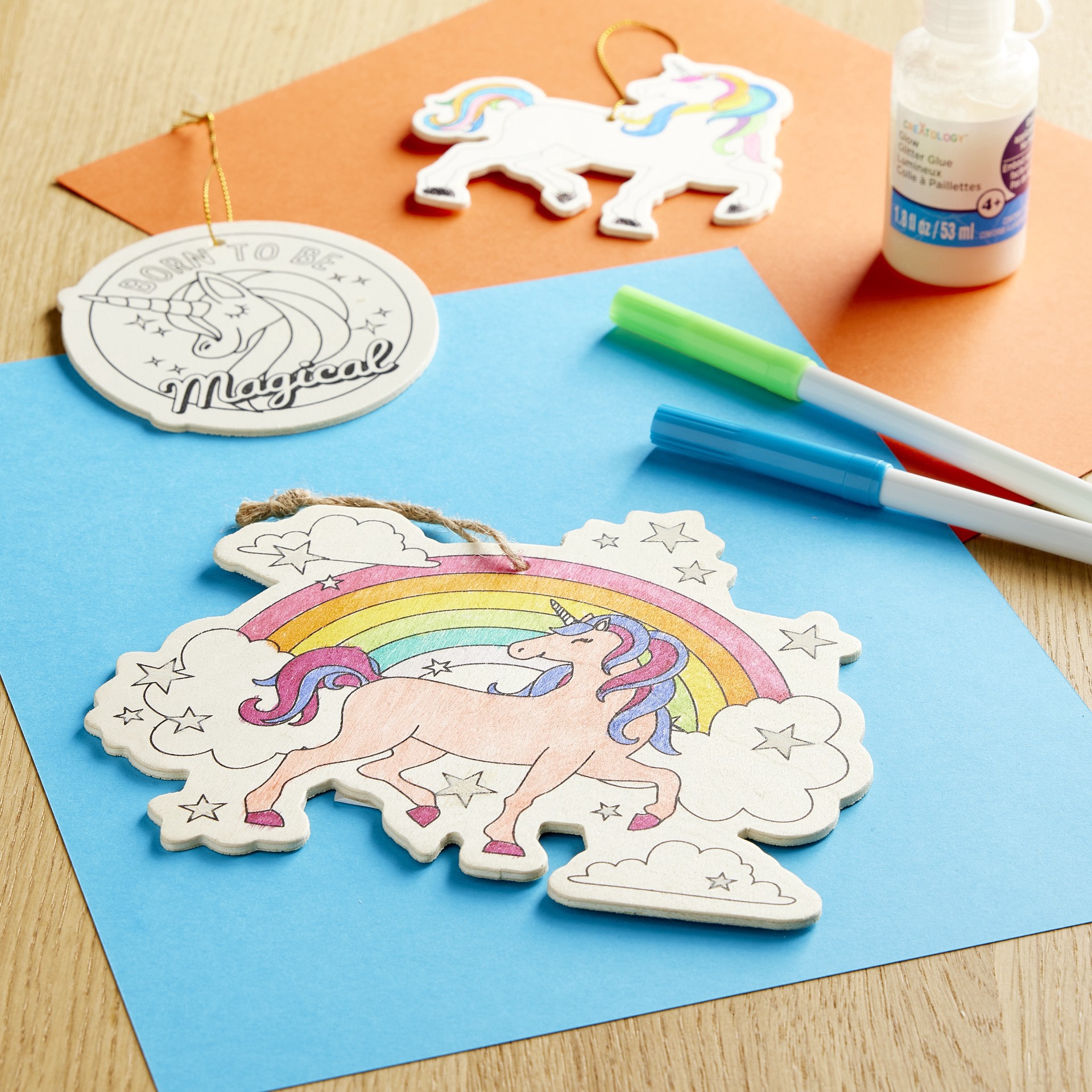 slide 2 of 2, Unicorn Color-In Wood Ornament By Creatology, 6 in x 6.5 in