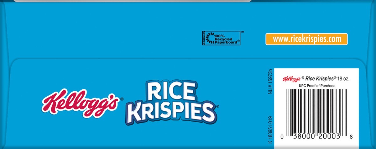 slide 3 of 8, Rice Krispies Kellogg's Rice Krispies Breakfast Cereal, Kids Cereal, Family Breakfast, Family Size, Original, 18oz Box, 1 Box, 18 oz