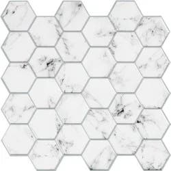RoomMates Peel and Stick Tile Backsplash, Carrara Marble Hexagon, 10.5"x10.5"