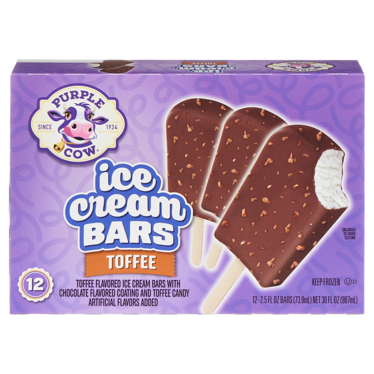 slide 1 of 21, Purple Cow Toffee Ice Cream Bars, 12 ct