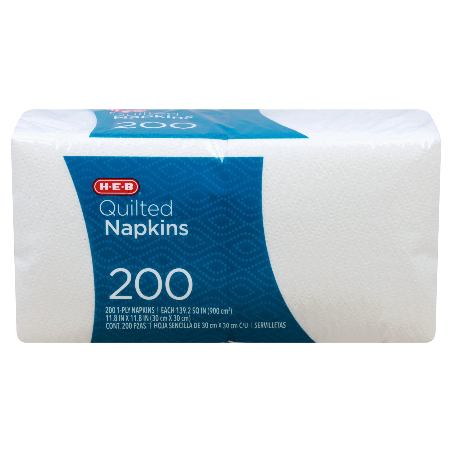 slide 1 of 1, H-E-B Quilted Paper Napkins - White, 200 ct
