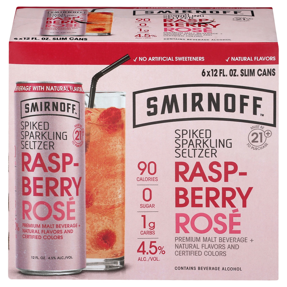 slide 1 of 1, Smirnoff Spiked Sparkling Seltzer Raspberry Rose, 6 ct; 12 oz
