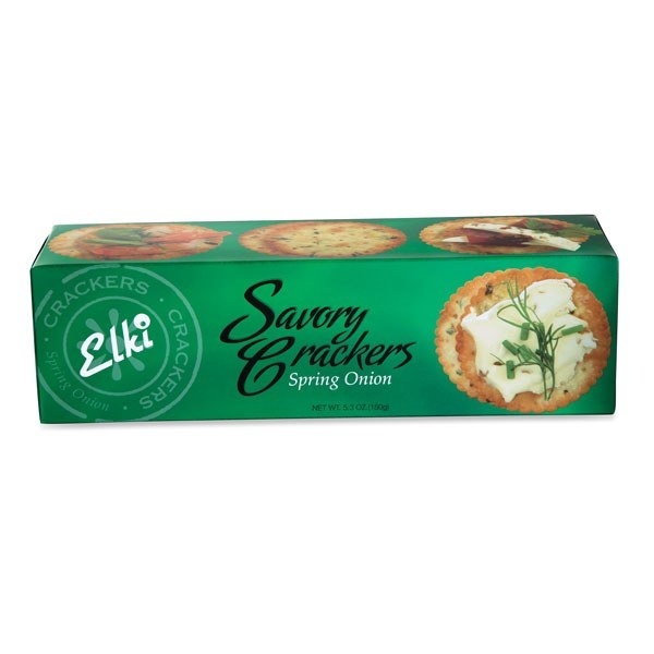 slide 1 of 1, Elki Spring Onion Savory Crackers, 4.4 oz