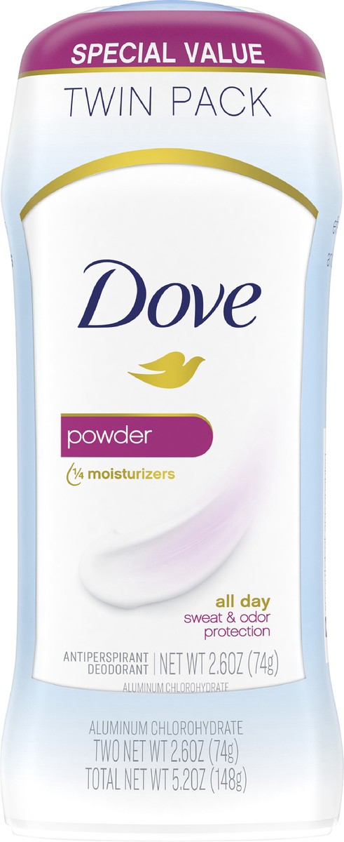 slide 3 of 5, Dove Invisible Solid Antiperspirant Deodorant Stick Powder, 2 ct; 2.6 oz
