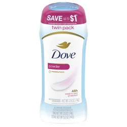 Dove Invisible Solid Antiperspirant Deodorant Stick Powder,, 2.6 oz, 2 Count