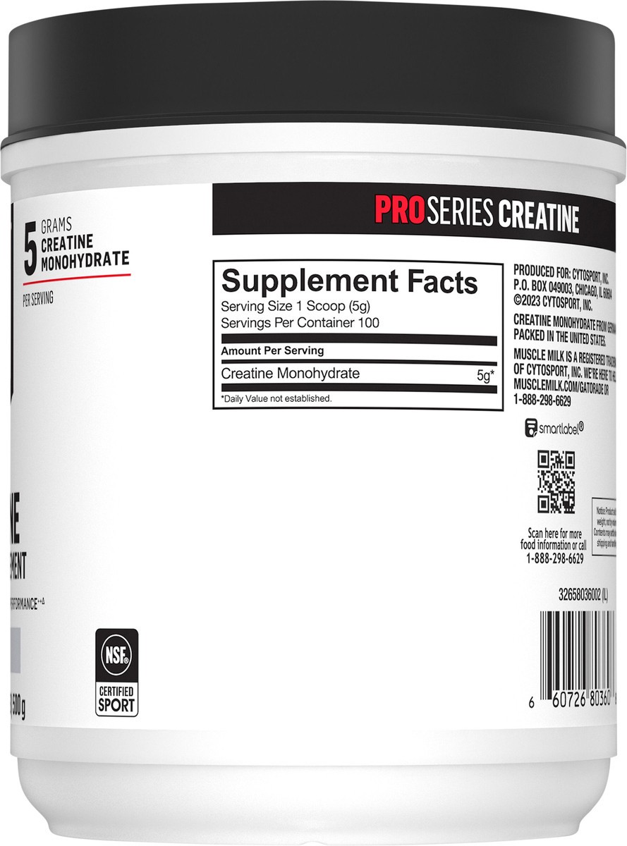 slide 8 of 10, Muscle Milk Cytosport Pro Series Creatine Dietary Supplement Unflavored 17.6 Oz, 17.6 oz