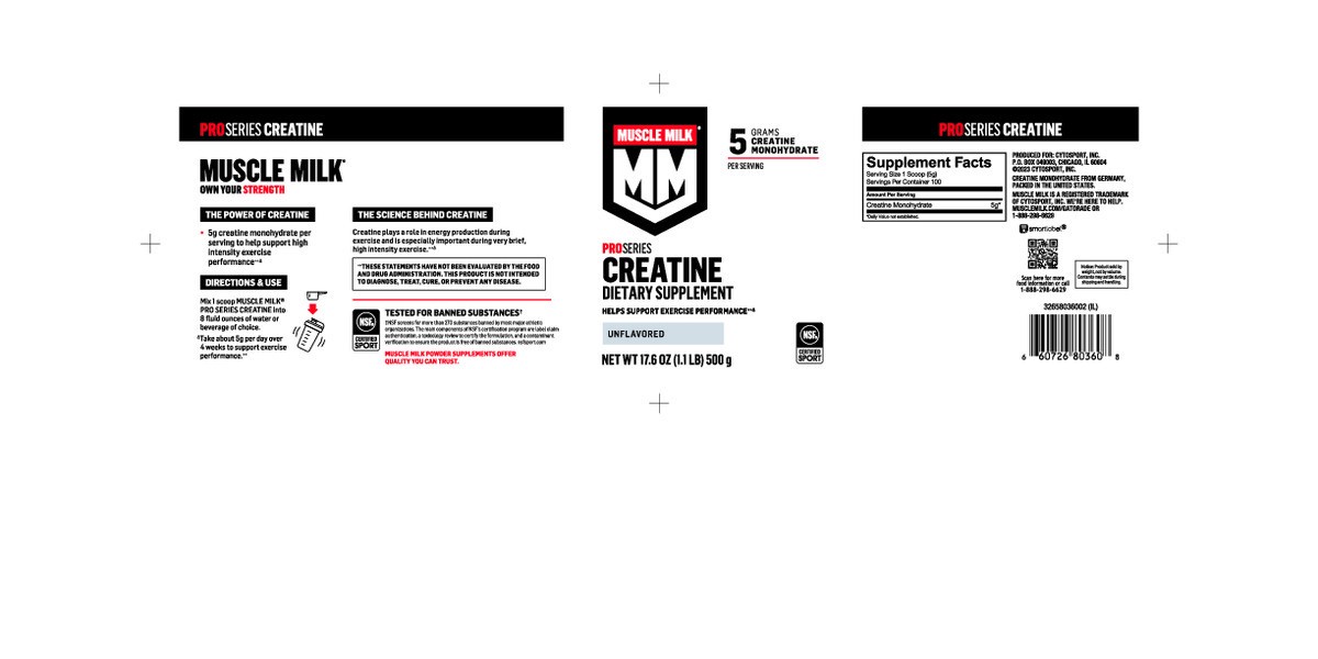 slide 7 of 10, Muscle Milk Cytosport Pro Series Creatine Dietary Supplement Unflavored 17.6 Oz, 17.6 oz