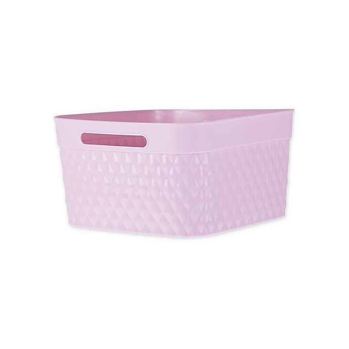 slide 1 of 1, Starplast Large Rectangular Quilted Flex Storage Basket - Pink, 1 ct