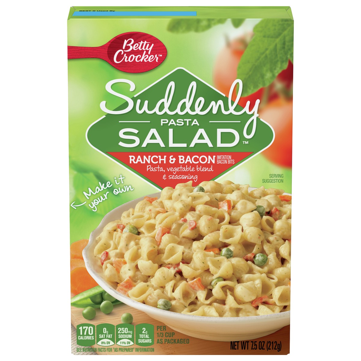 slide 1 of 14, Betty Crocker Suddenly Pasta Salad, Ranch & Bacon, 7.5 oz., 7.50 oz
