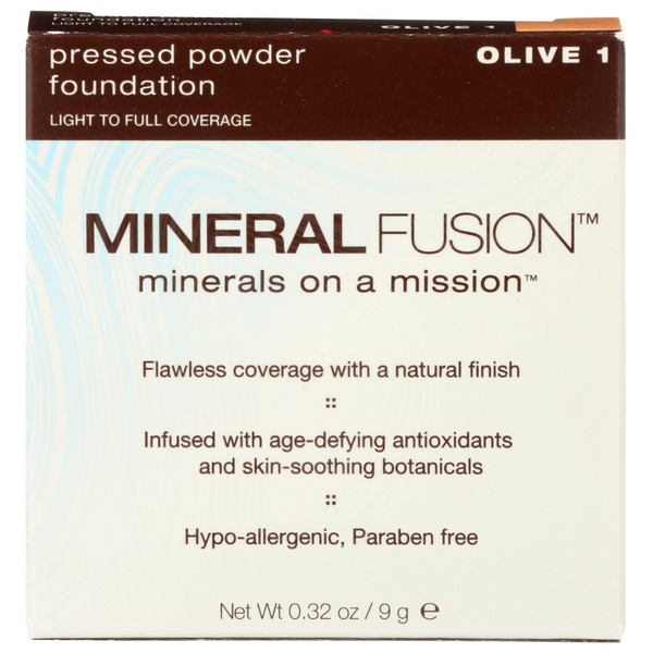 slide 1 of 1, Mineral Fusion Minerals On A Mission Pressed Powder Foundation 1 Olive, 0.32 oz