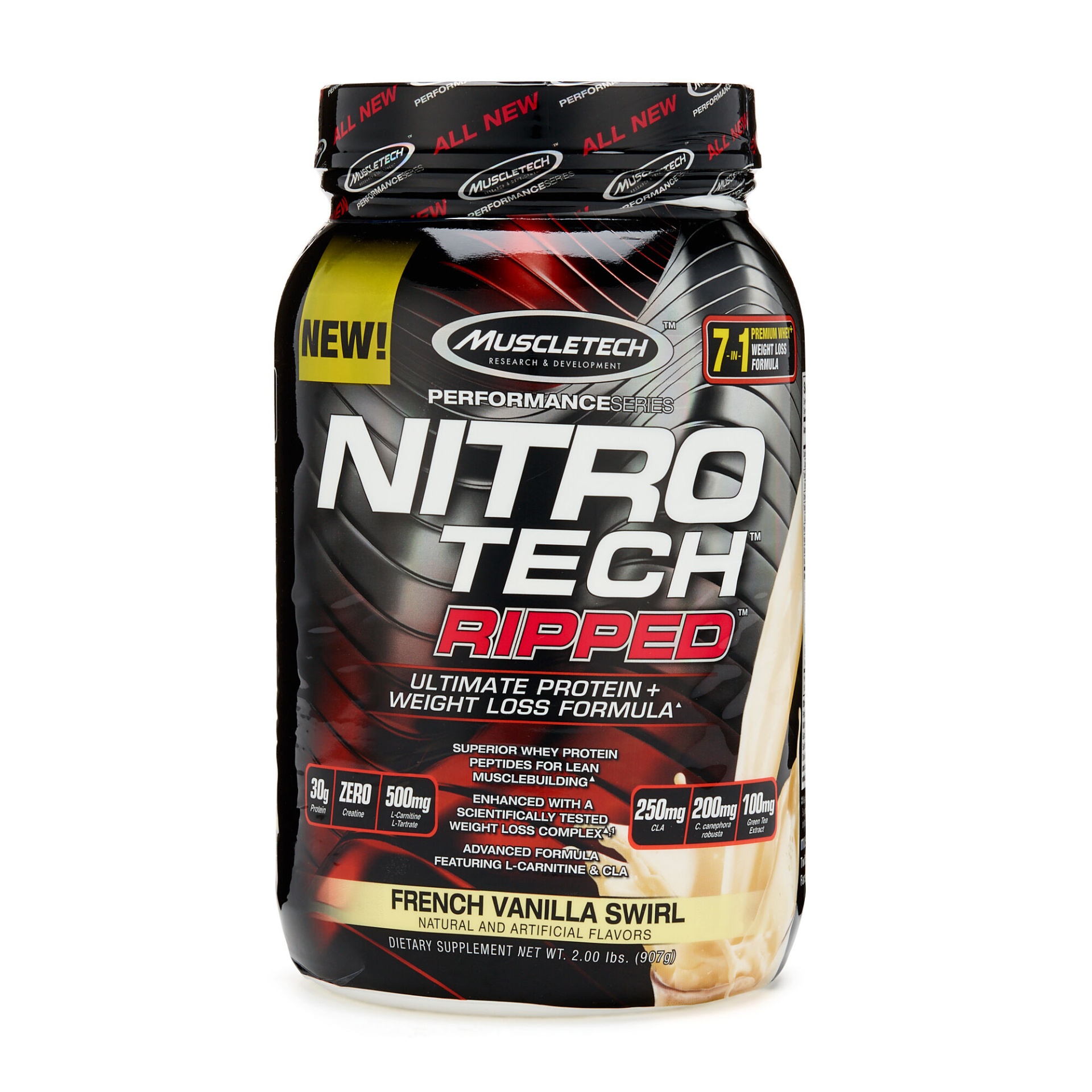 slide 1 of 1, MuscleTech Nitro-Tech RIPPED - French Vanilla Swirl, 2 ct