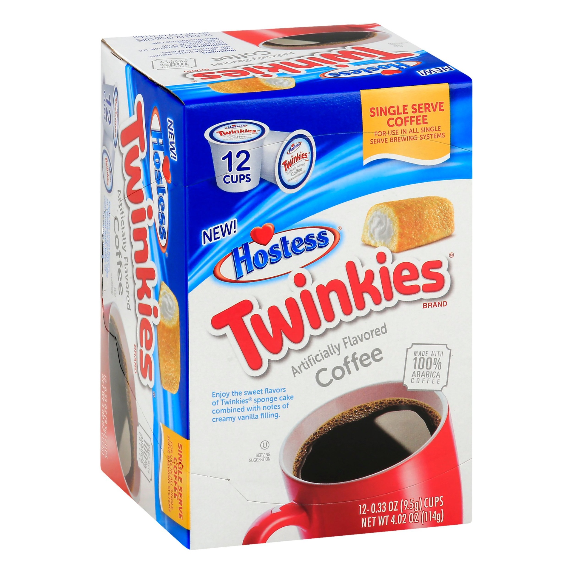 slide 1 of 1, Hostess Coffee, Twinkies, Single Serve Cups, Box - 12 ct; 0.33 oz, 12 ct; 0.33 oz