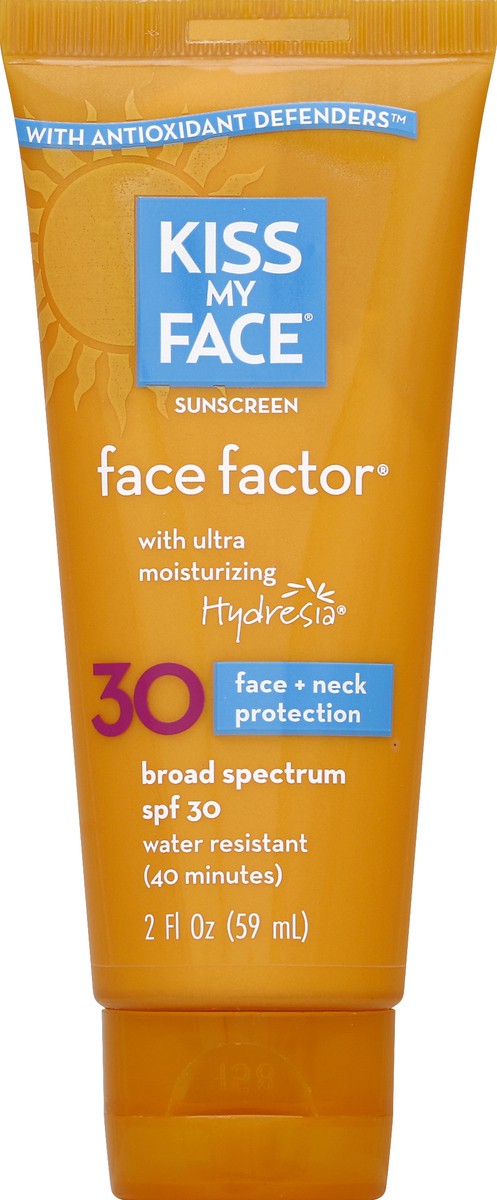 slide 2 of 2, Kiss My Face Sunscreen, Face Factor, Broad Spectrum SPF 30, 2 oz