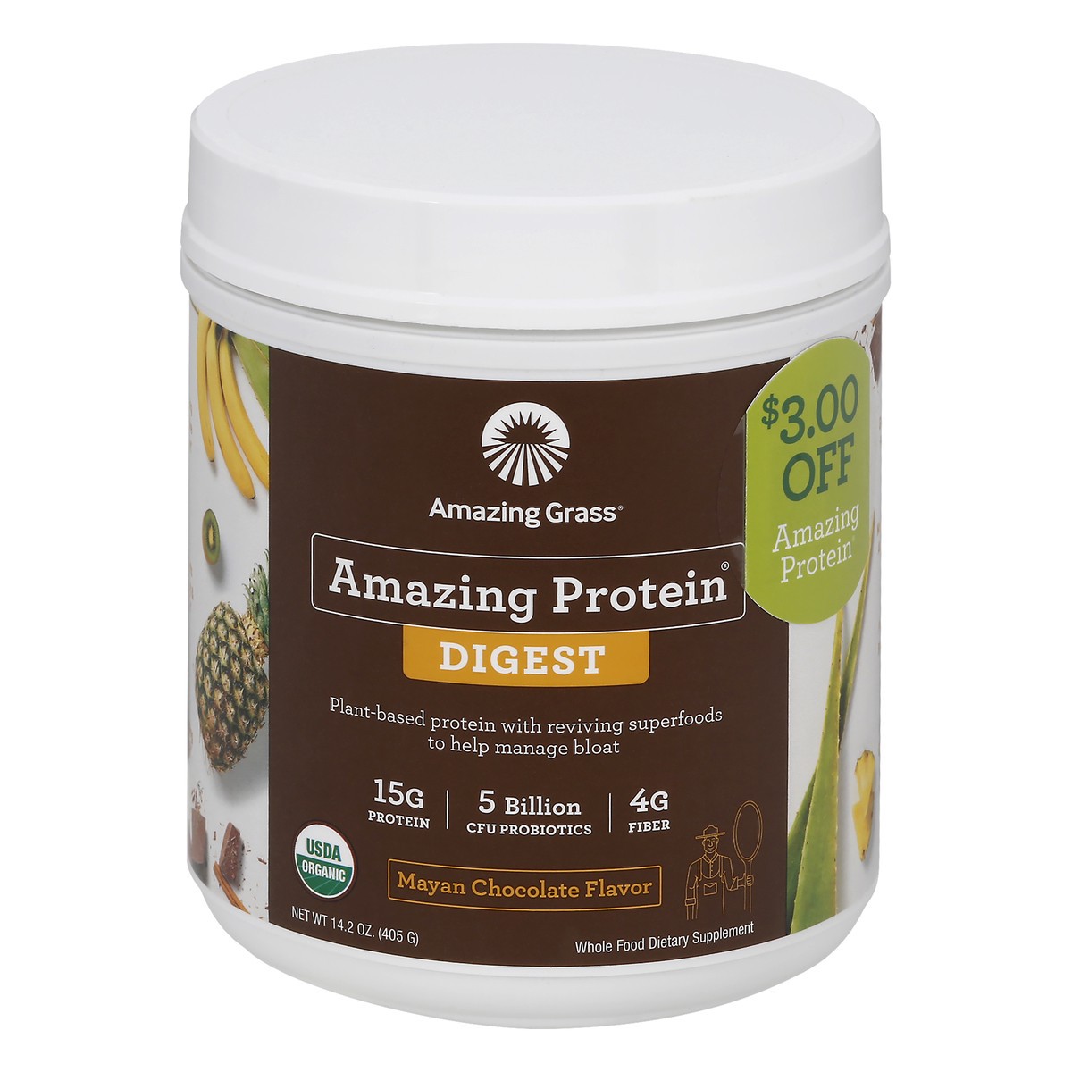 slide 3 of 13, Amazing Grass Digest Mayan Chocolate Flavor Amazing Protein Digest 14.2 oz, 14.2 oz