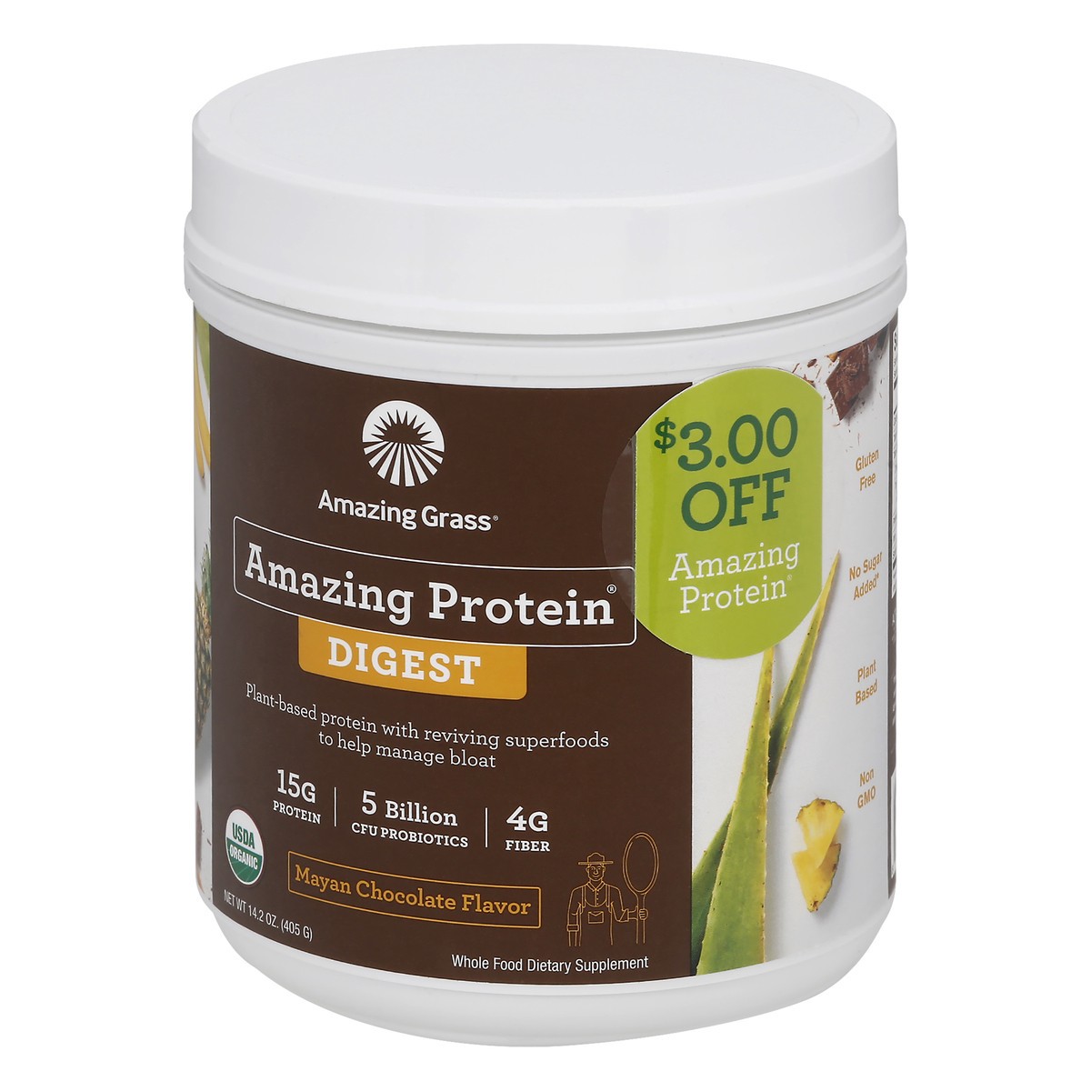 slide 11 of 13, Amazing Grass Digest Mayan Chocolate Flavor Amazing Protein Digest 14.2 oz, 14.2 oz