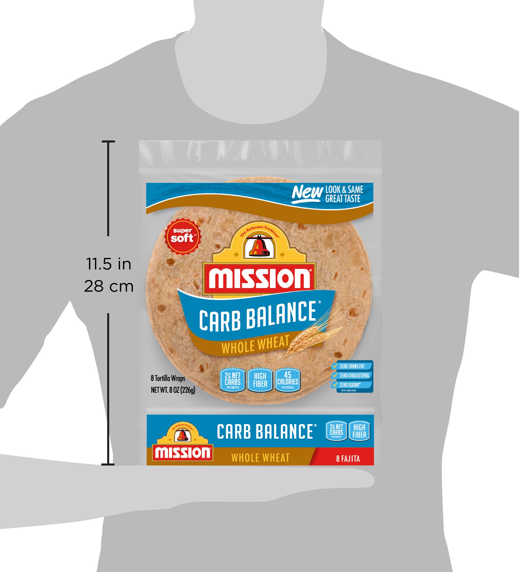 slide 4 of 5, Mission Carb Balance Super Soft Whole Wheat Fajita Tortilla Wraps 8 ea, 8 ct