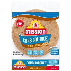 Mission Carb Balance Super Soft Whole Wheat Fajita Tortilla Wraps 8 ea
