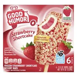 Good Humor Frozen Dairy Dessert Bars Strawberry Shortcake, 3.0oz, 6 Bars 