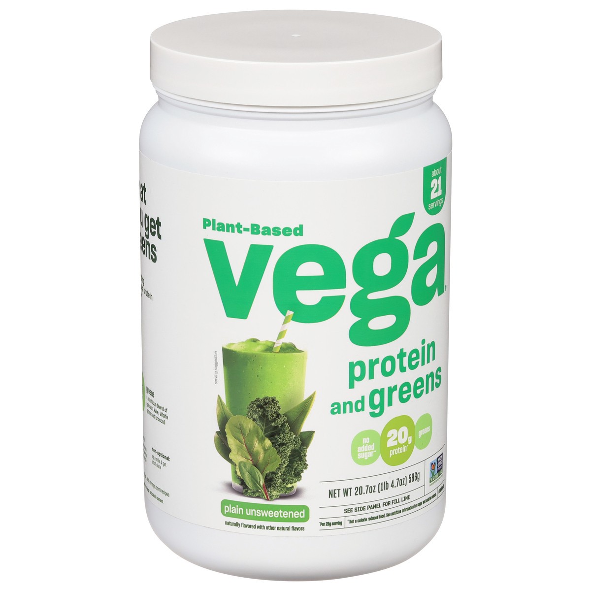 slide 2 of 9, Vega Protein & Greens Natural Protein Powder, 20.7 oz