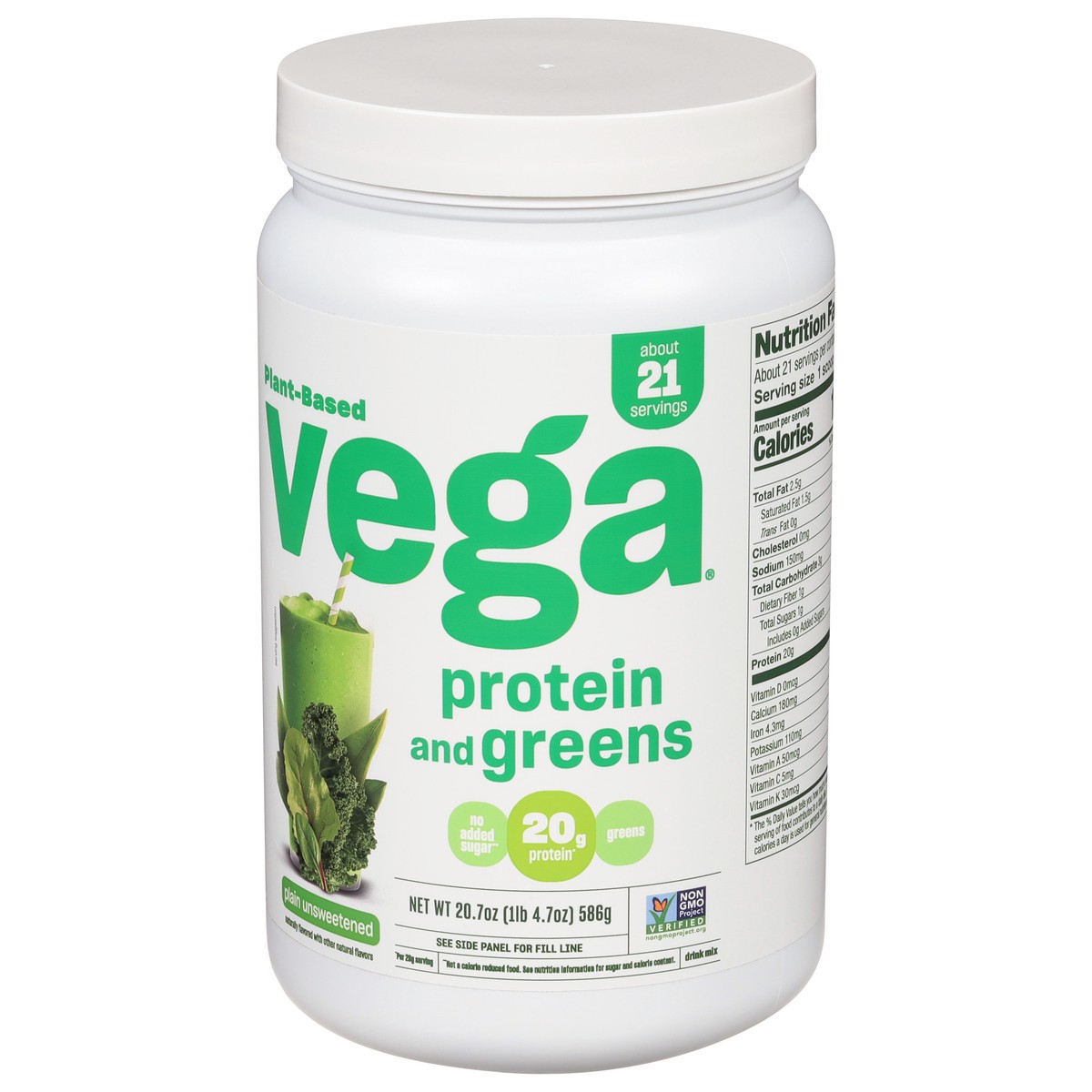 slide 3 of 9, Vega Protein & Greens Natural Protein Powder, 20.7 oz