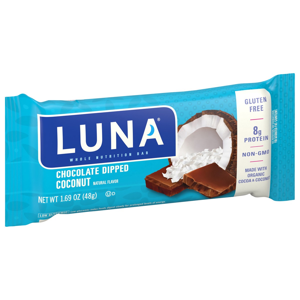 slide 7 of 9, LUNA Bar - Chocolate Dipped Coconut Flavor - Snack Bars - Non-GMO - Gluten-Free Protein Bars - Made with Organic Oats - 1.69 oz, 1.69 oz