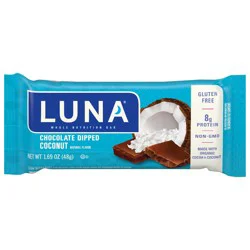 LUNA Bar - Chocolate Dipped Coconut Flavor - Snack Bars - Non-GMO - Gluten-Free Protein Bars - Made with Organic Oats - 1.69 oz