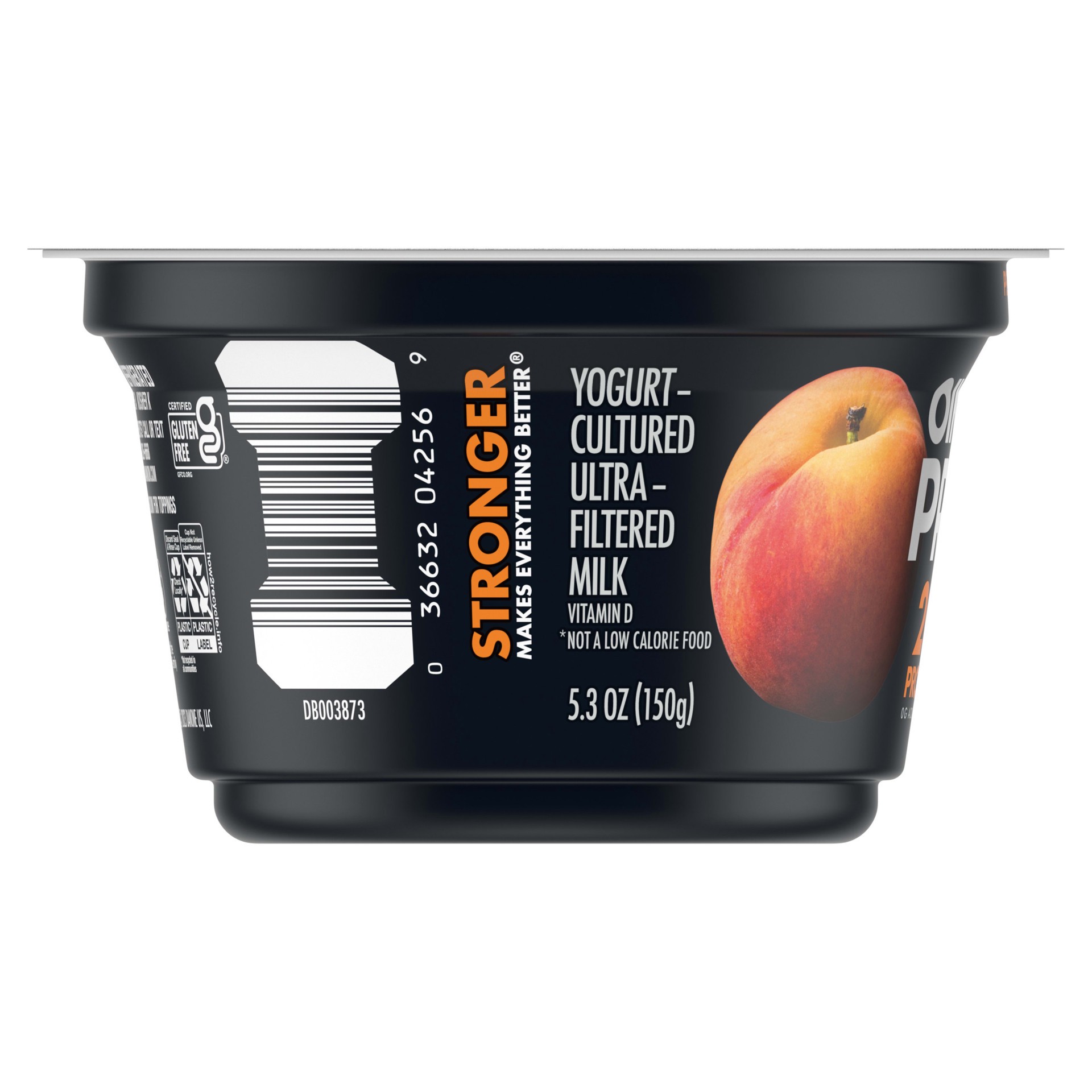 slide 3 of 5, Oikos Pro Peach Yogurt Cultured Ultra-Filtered Milk Product, 20 Grams of Protein, 0g Added Sugar, Just Delicious High Protein Snacks, 5.3 OZ Cup, 5.3 oz