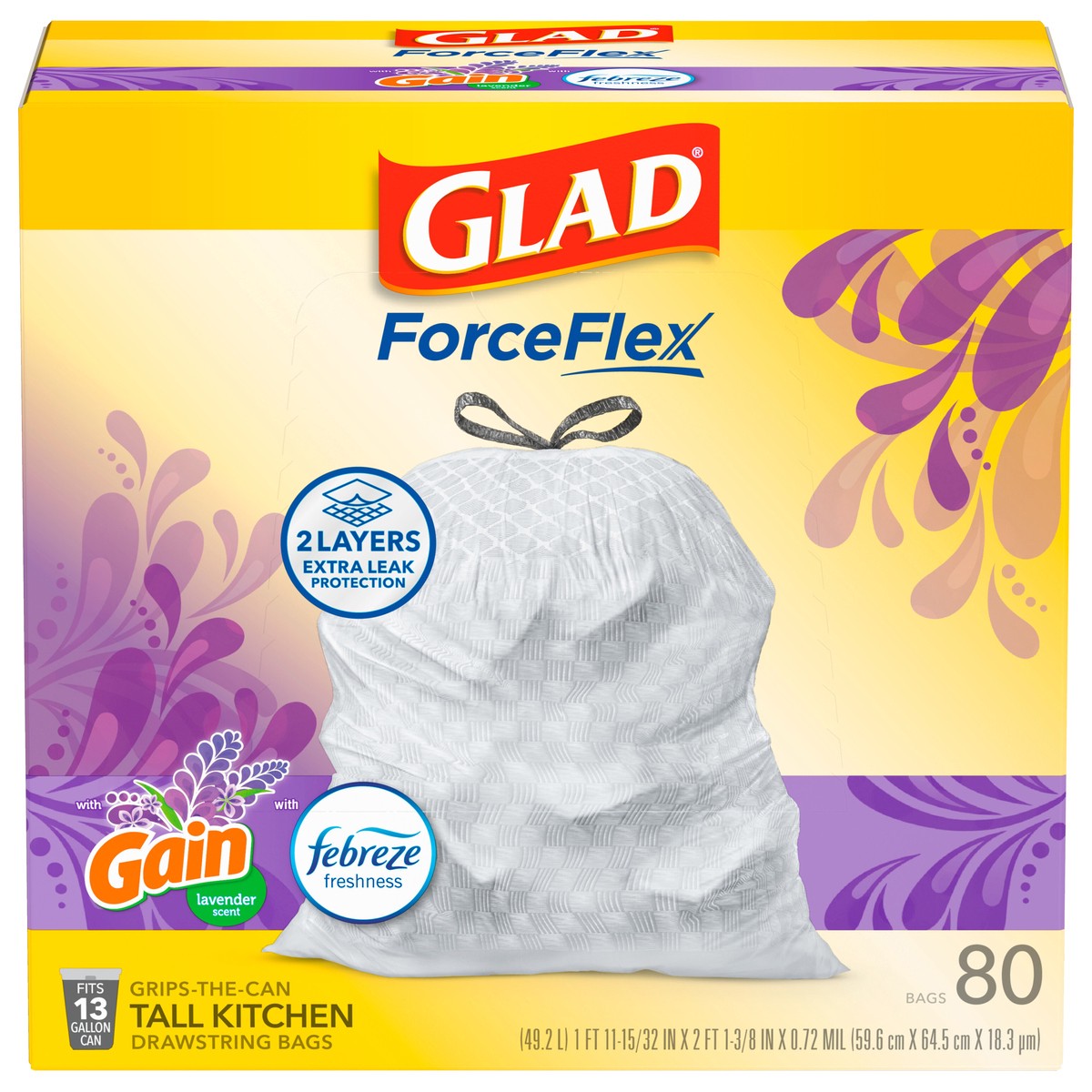 slide 1 of 10, Glad Force Flex Lvndr, 80 ct