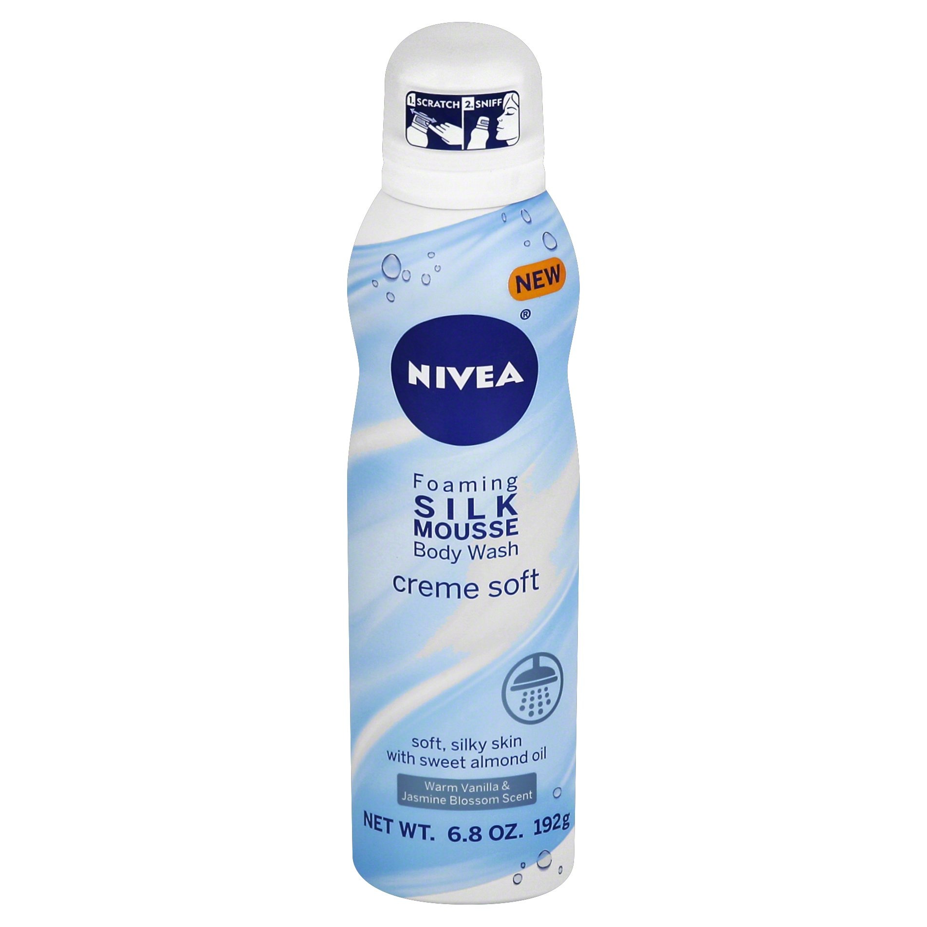 slide 1 of 2, Nivea Foaming Silk Mousse Body Wash Warm Vanilla & Jasmine Blossom, 6.8 oz