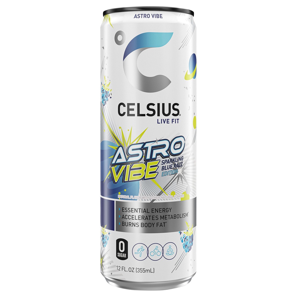 slide 1 of 9, CELSIUS Sparkling Astro Vibe, Functional Energy Drink 12 Fl Oz Single Can, 12 fl oz