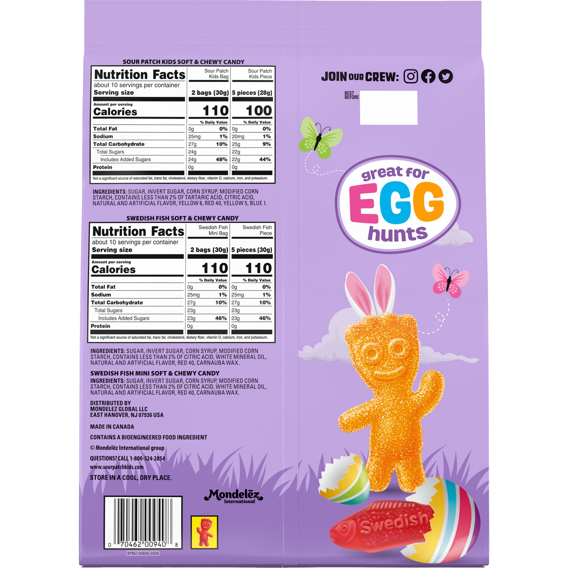 slide 3 of 5, Sour Patch/Swedish Fish Red SOUR PATCH KIDS and SWEDISH FISH Soft & Chewy Candy, Easter Candy Variety Pack, 140 Snack Packs, 41.45 oz