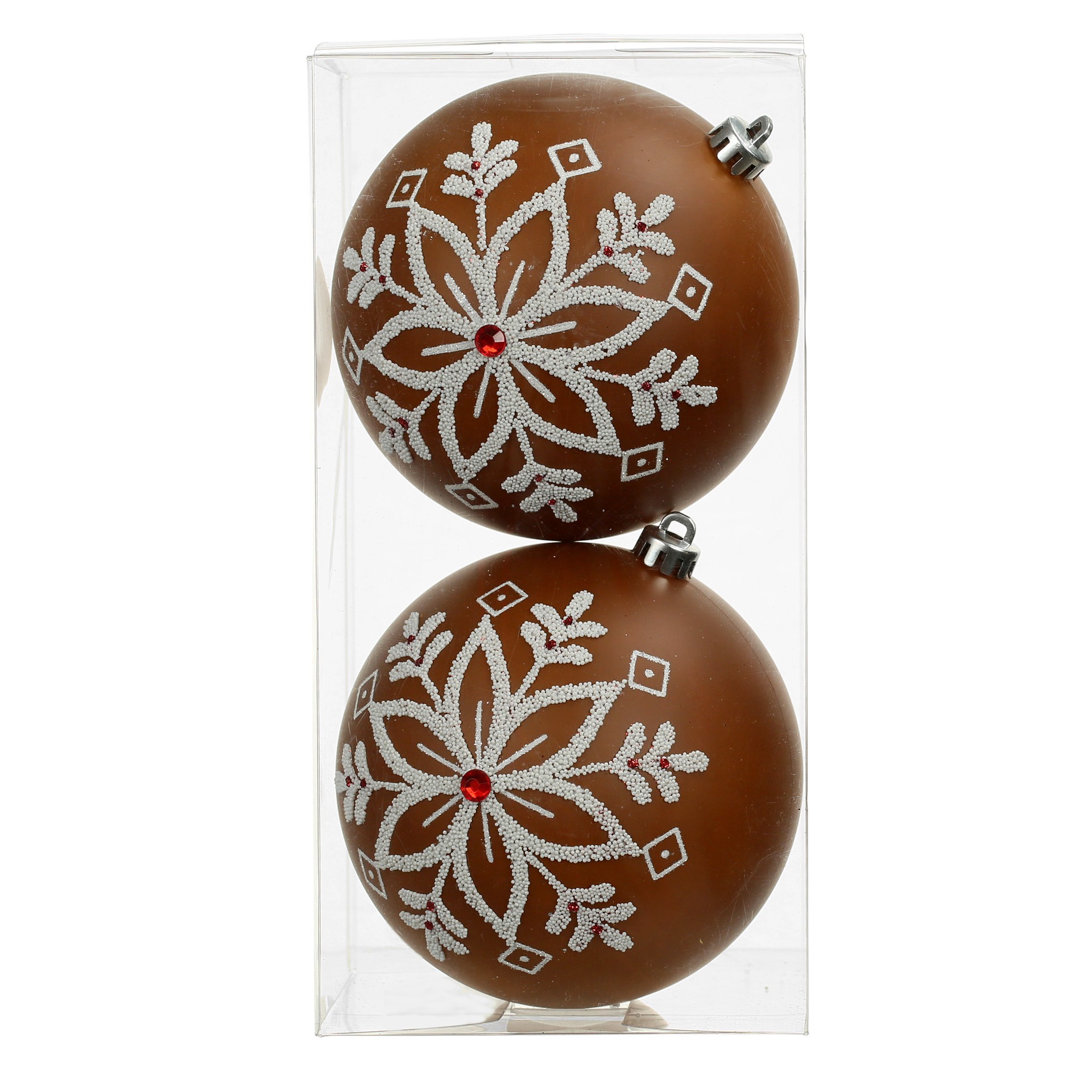 slide 2 of 3, 2 Pack 4.7" Gingerbread Snowflake Shatterproof Ball Ornaments By Ashland, 2 ct