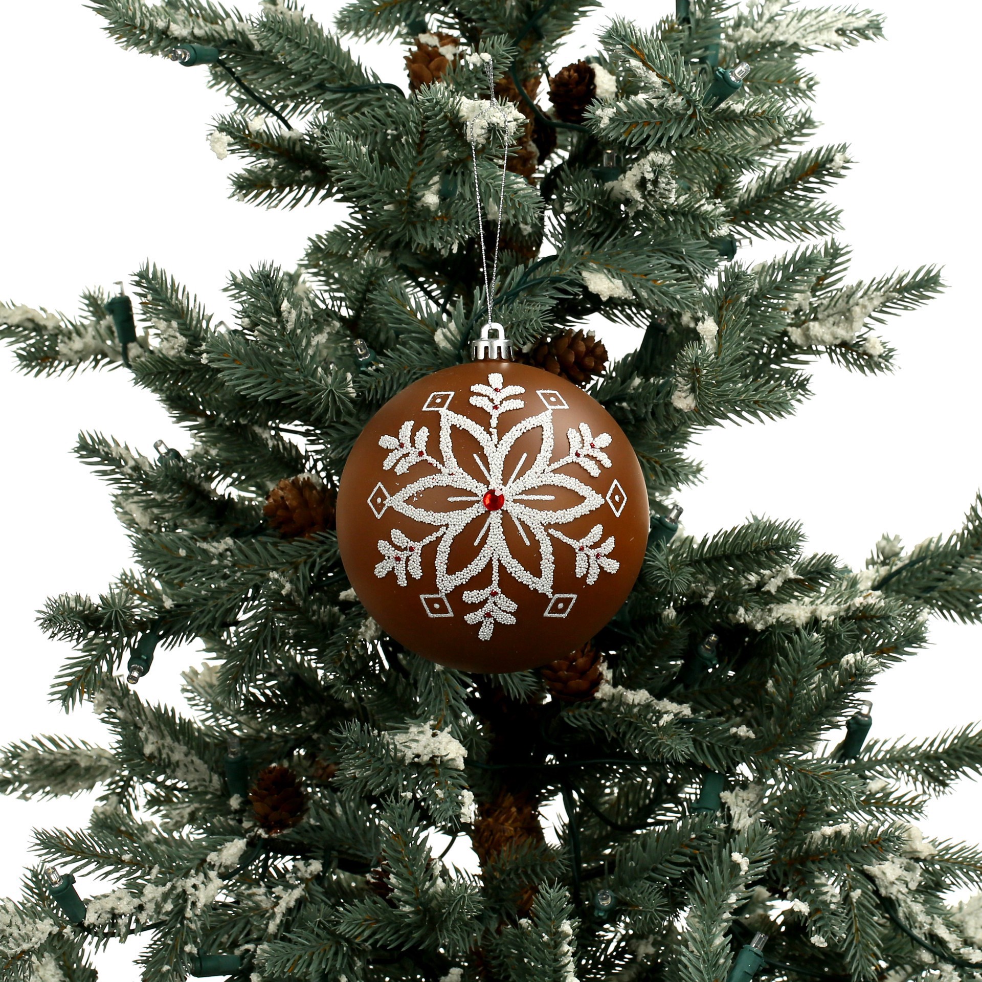 slide 3 of 3, 2 Pack 4.7" Gingerbread Snowflake Shatterproof Ball Ornaments By Ashland, 2 ct