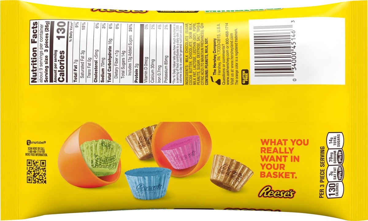 slide 2 of 3, Reese's Miniatures Milk Chocolate Peanut Butter, Easter Candy Cups Bag, 7.8 oz, 7.8 oz