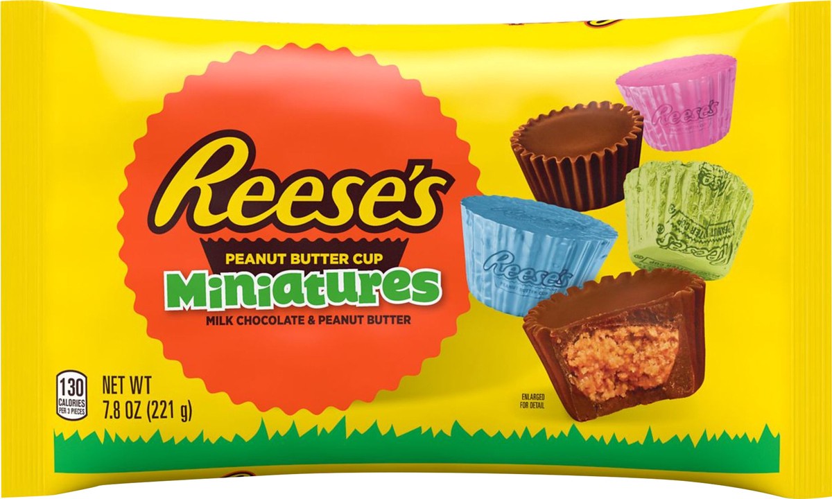 slide 3 of 3, Reese's Miniatures Milk Chocolate Peanut Butter, Easter Candy Cups Bag, 7.8 oz, 7.8 oz