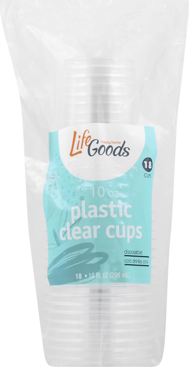 slide 1 of 8, Life Goods 10 Ounce Clear Plastic Cups 18 ea, 18 ct