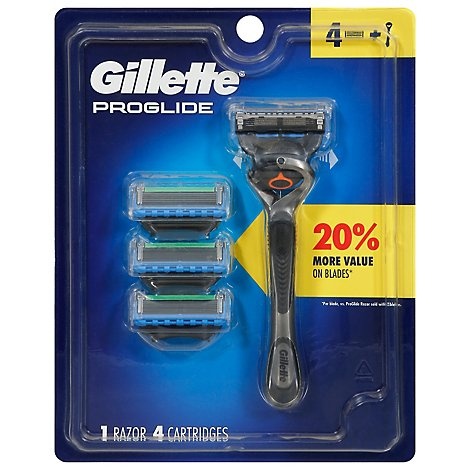 slide 1 of 1, Gillette ProGlide Mens Razor Handle With 4 Blade Refills - Each, 1 ct