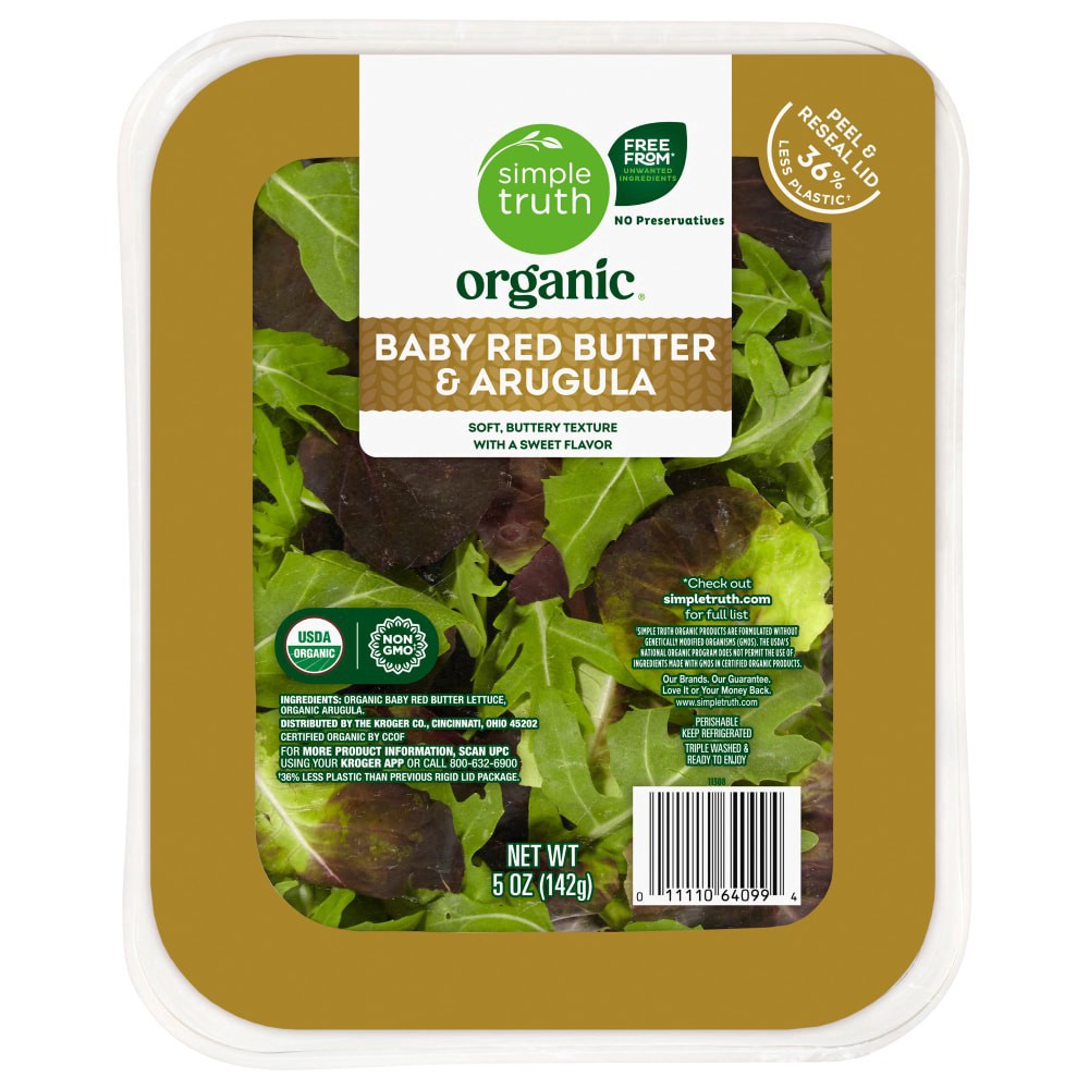 slide 1 of 1, Simple Truth Organic® Baby Red Butter and Arugula Salad Mix, 5 oz